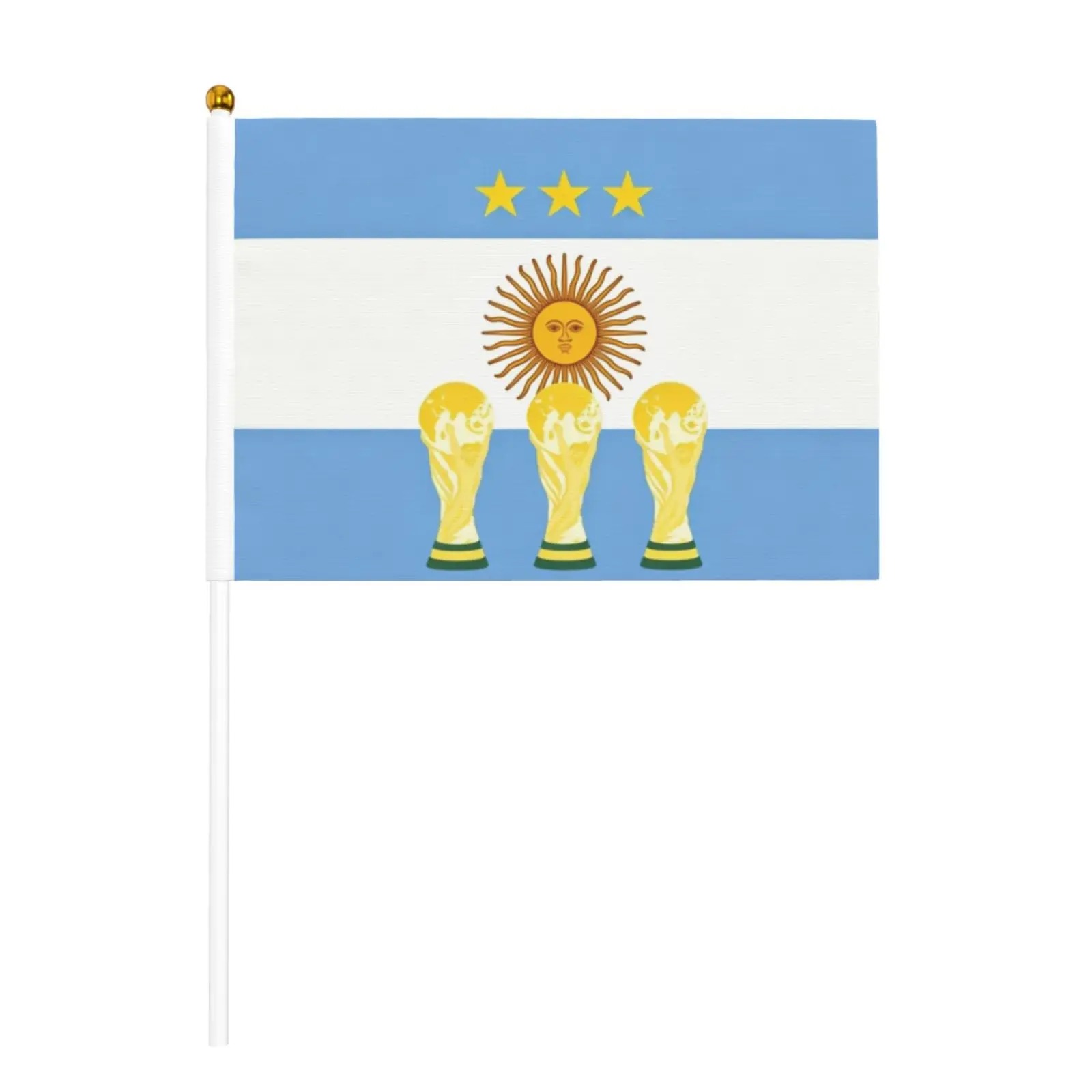 10 Pcs Argentina Soccer Hand Waving Flag With Plastic Stick,Mini Handheld Banner Football Fans Stadium Bar Game Cheer Decor