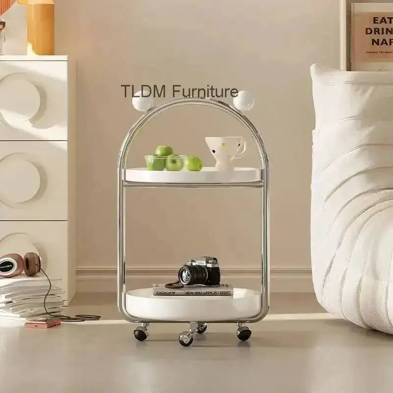 Side Tables Trolley Living Home Table Modern Movable Sofa Room Nordic Simple Coffee Bedroom Study Double-layer Storage Rack