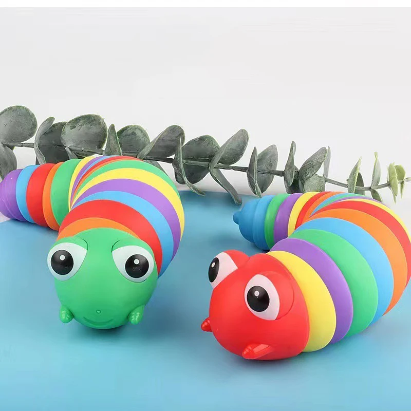 

Rainbow Color Slug Caterpillar Worm Fidget Toys Stress Reliever Squishy Toy Kids Decompression Anti-anxiety Sensory Toys Gifts