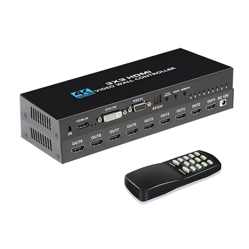 

4K 3x3 DVI Video Wall Controller 1x3 1x4 2x3 2x4 Vs 2x2 HDMI-compatible 2 3 4 TV Multi Screen Processor Video Splicer