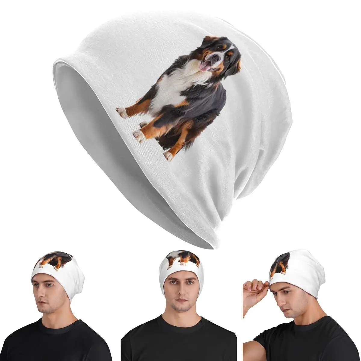 

Бернский горный собака для мужчин и женщин, шапки для взрослых, вязаная шапка, теплая шапка в стиле хип-хоп, осенне-зимняя уличная шапка с черепами