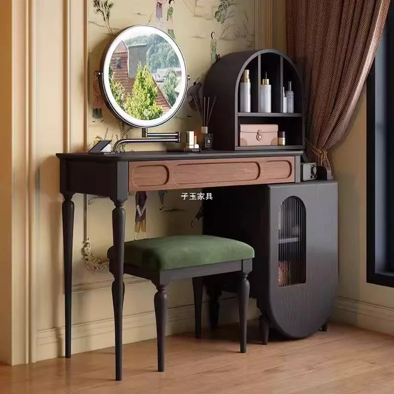 Retro Dressing Table with Drawer Combined Extendable Makeup Desk Bedroom Integrated Internet Celebrity Meuble CoiffeuseDresser