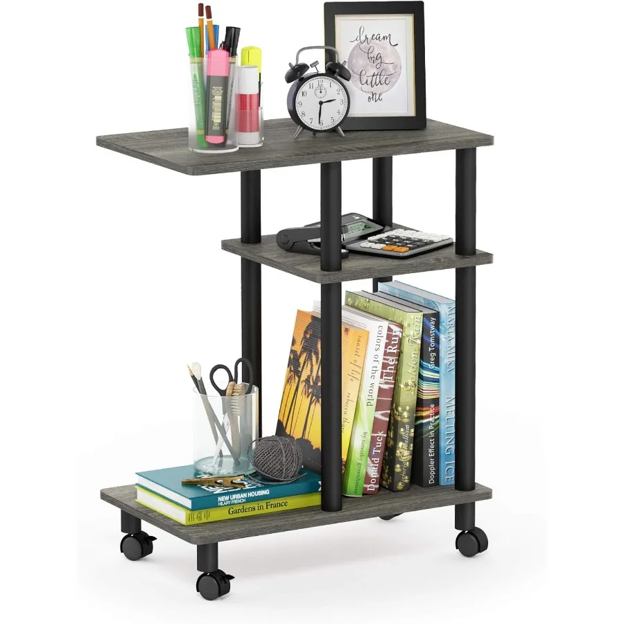 

TurnNTube C Shaped Side Table with Casters French Oak Grey Black