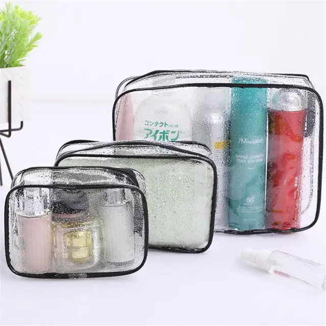 Women Waterproof Zipper Storage Pouch Transparent Cosmetic Bags Toiletry Bag Makeup Case 5
