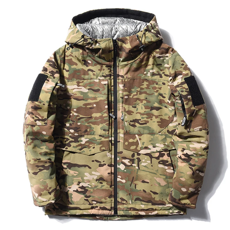 Winter Men's Outdoor Windproof Coat Tactical Fleece Hooded Parka Jacket Camouflage Cotton Padded Thermal Parkas Windbreaker Coat