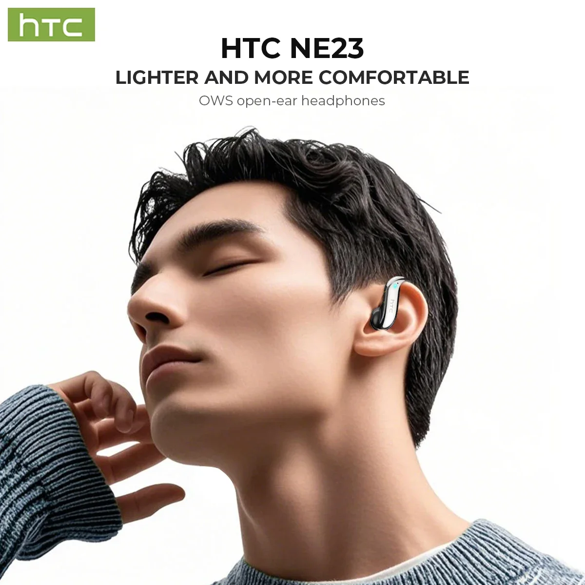 HTC NE23 บลูทูธ V6.0 หูฟัง OWS กีฬาหูฟังไร้สายอายุการใช้งานยาวนาน AI Translator หูฟังสบาย Ultra-light หูฟัง