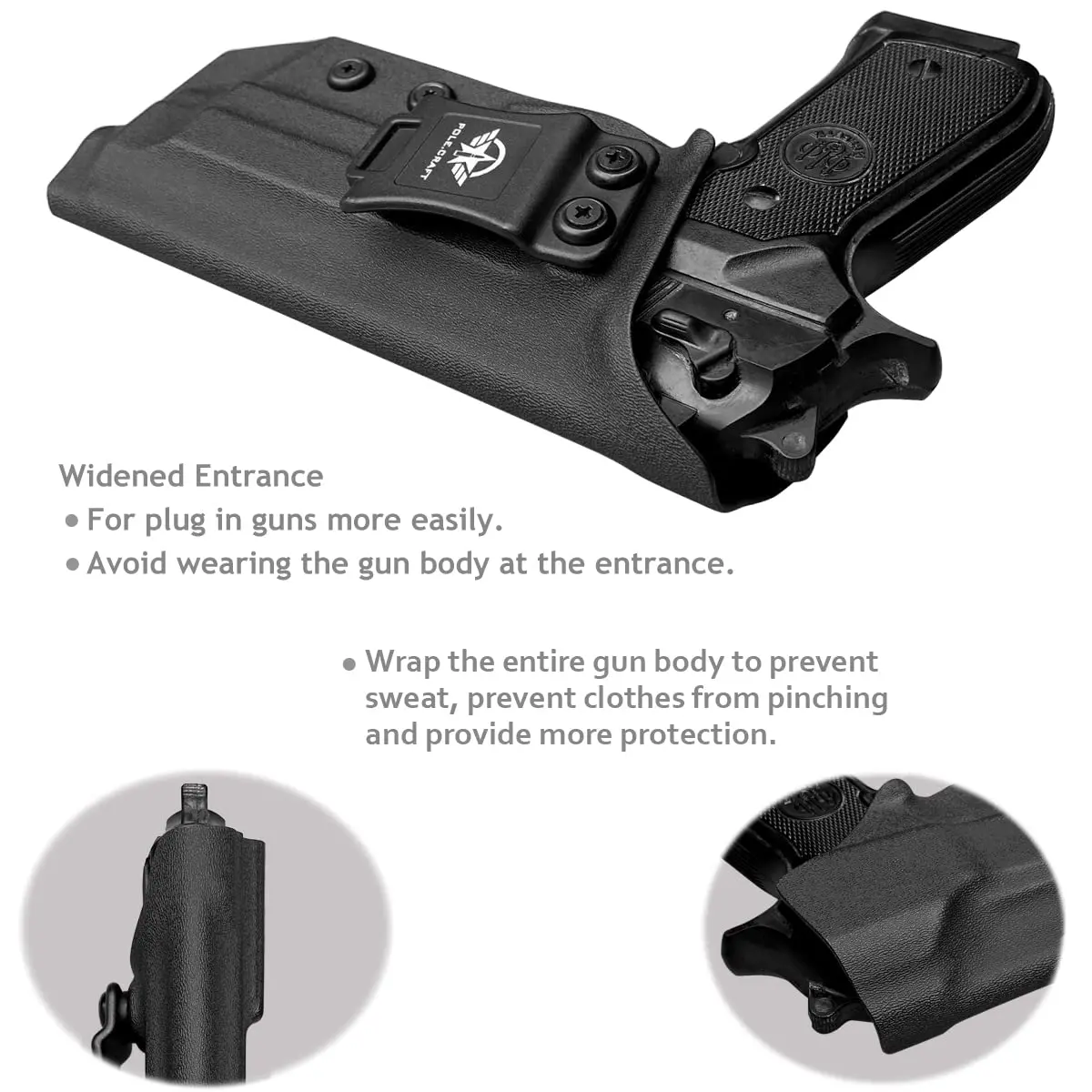 POLE.CRAFT Beretta 92 A1 Holster IWB Kydex Holster for Beretta 92FS 92A1 96A1 IWB Kydex Holster for Beretta 92 A1 /96 A1 /92 FS