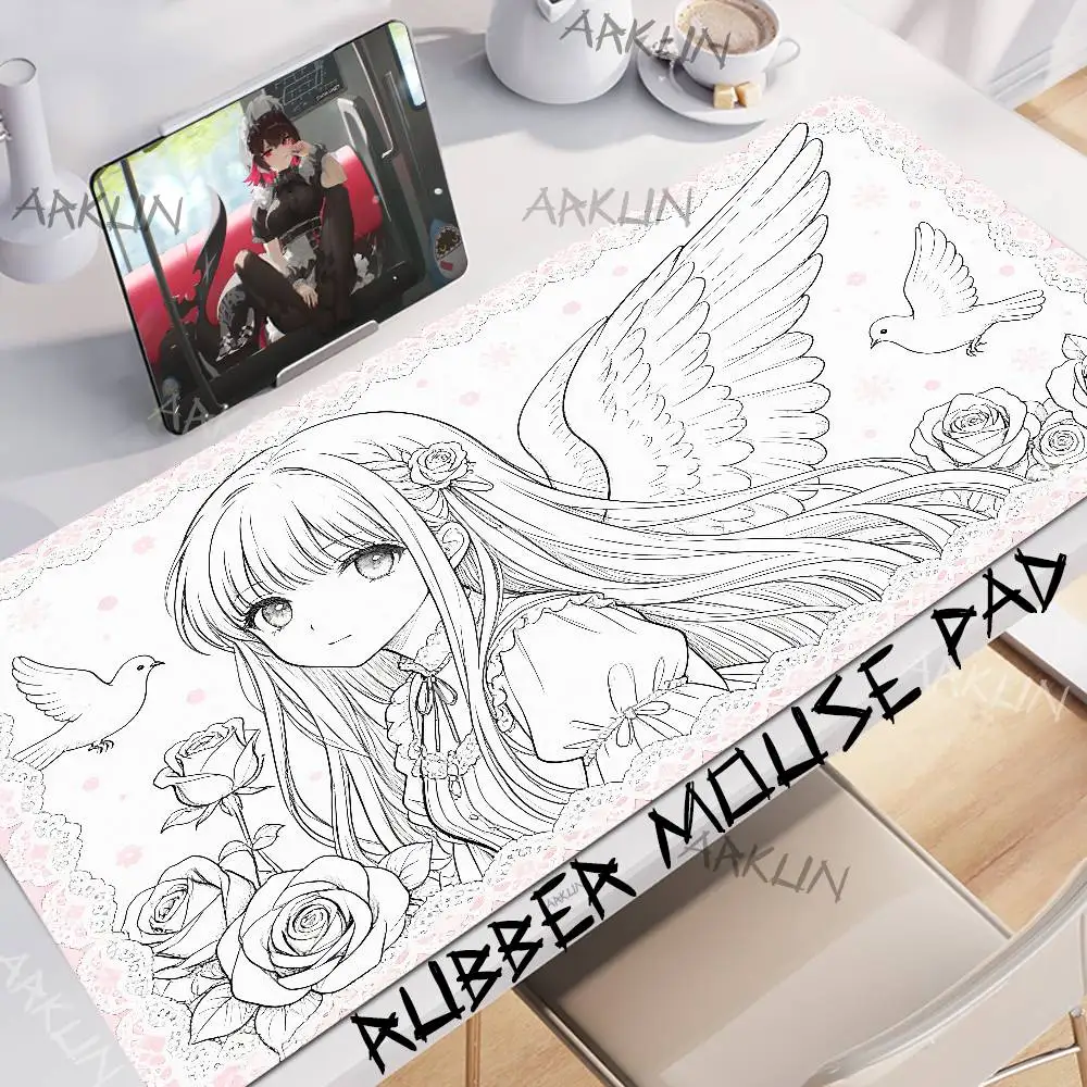 

Kawaii Hot Pink Cute Girl Mouse Pad XXL Laptops Gaming Deskmat Mousepad Anime Office Carpet Gamer Keyboard Computer Desks