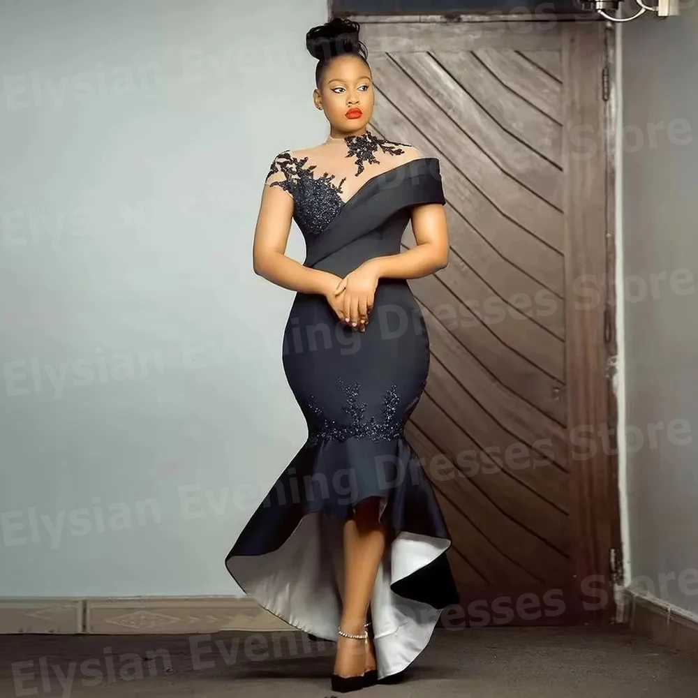 Abiti da sera con applicazioni a collo alto a sirena da donna sexy Abiti da ballo Robe De Soirée personalizzati Abiti da festa formali Para Mujer