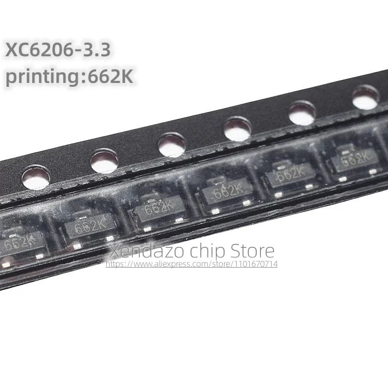 10pcs/lot XC6206-3.3 XC6206-3.3NR XC6206 Silk screen printing 662K SOT-23 package Original genuine Voltage regulator chip