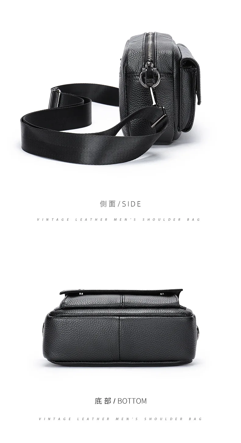 Trendy Men Crossbody Bag Genuine Leather Shoulder Sling Backpack Large Capacity Versatile Casual Daypack
