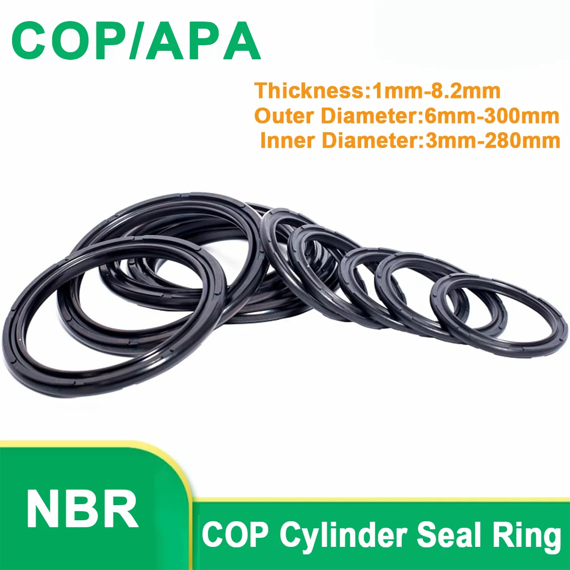 1Pcs COP/APA Dual O-Ring Seal Bidirectional Pneumatic Sealing COP-ID 3-280*OD 6/7/10/12/16/20mm-300*Thick1-8.2mm APA NBR Gasket