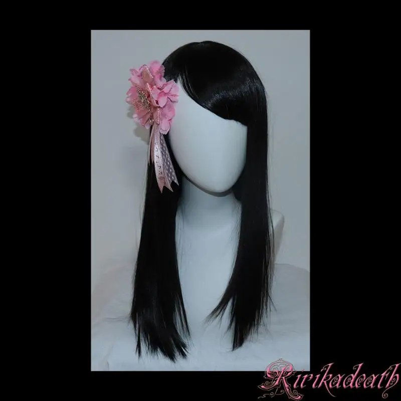Pink Brooch Lace Flower Hair Accessories Japanese Style Hand Made Lolita Headwear Bow Ribbon Kc Hair Hoop