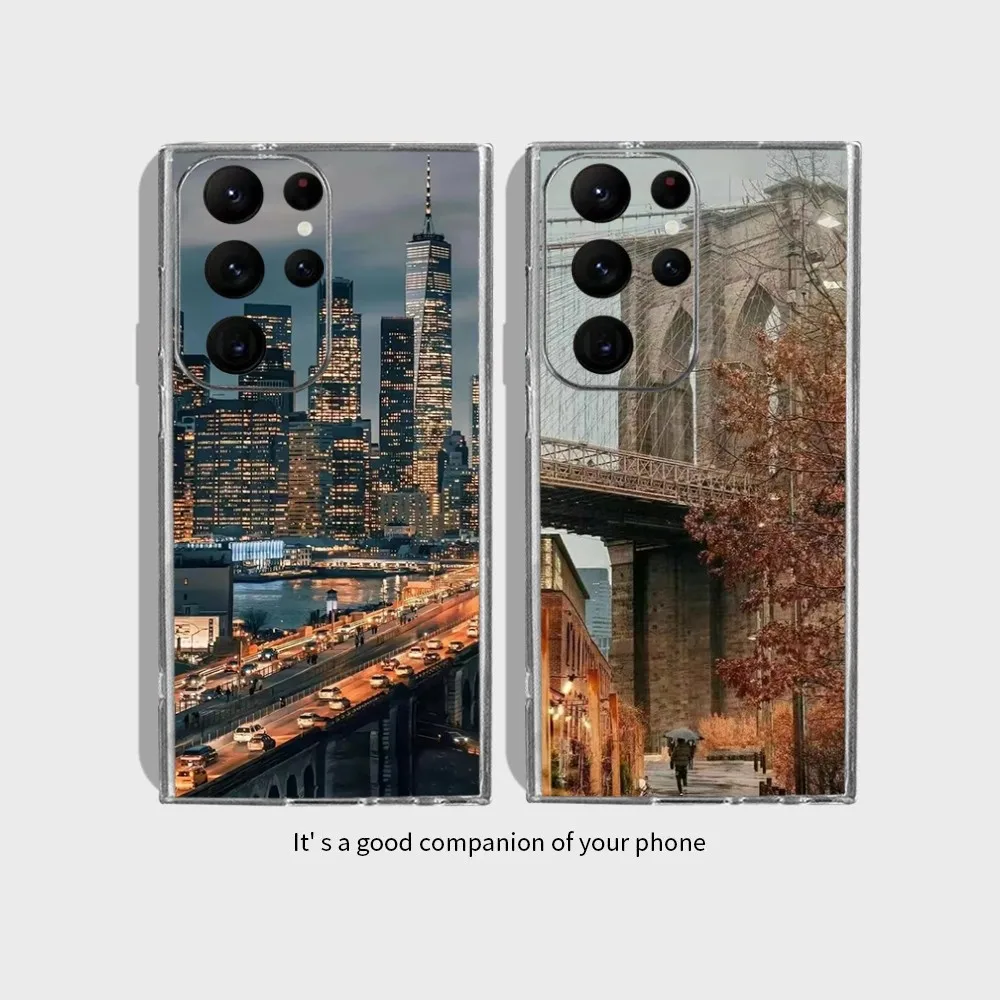 

Krajews Brooklyn Bridge New York TPU Phone Case for Samsung Galaxy S24 Ultra S22 S23 Ultra S21 S20 5G Protective TPU Funda