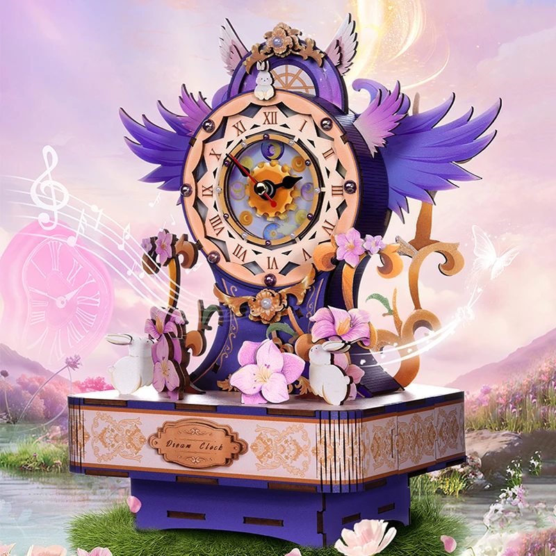 DIY 3D Holz Traum Fantasie Uhr Spieluhr Miniatur Modell Kits Puzzles Können Bewegen für Freunde Weihnachten Geschenke Wohnkultur
