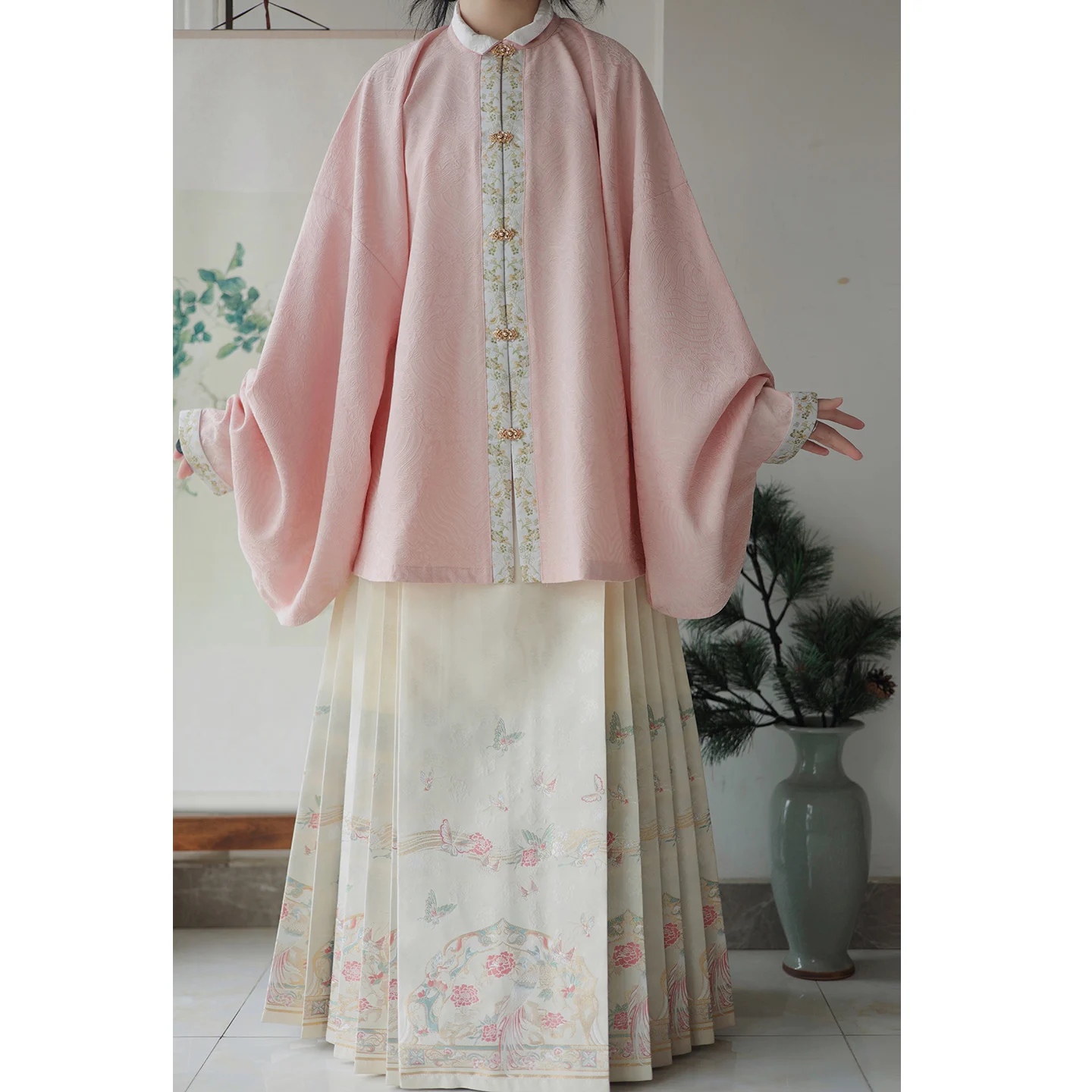 

Женское ханьфу Nanzhiyi с вышивкой в виде облаков, в стиле династии Мин, с воротником-стойкой, на пуговицах спереди, без рукавов, с длинными рукавами, весеннее