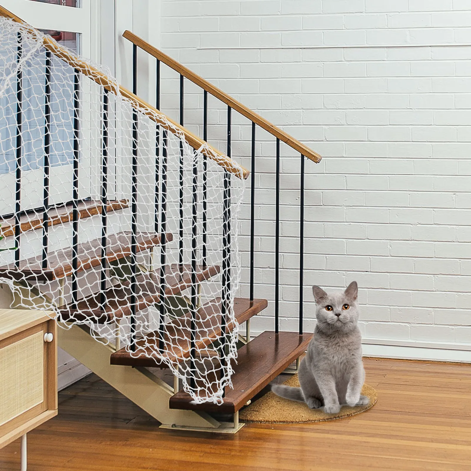 1Pcs Balcony Safety Net Nylon Wear-Resistant Anti-Falling Protective Pet Guarding Net Stable Structure for Baby Pet Rail Stairs