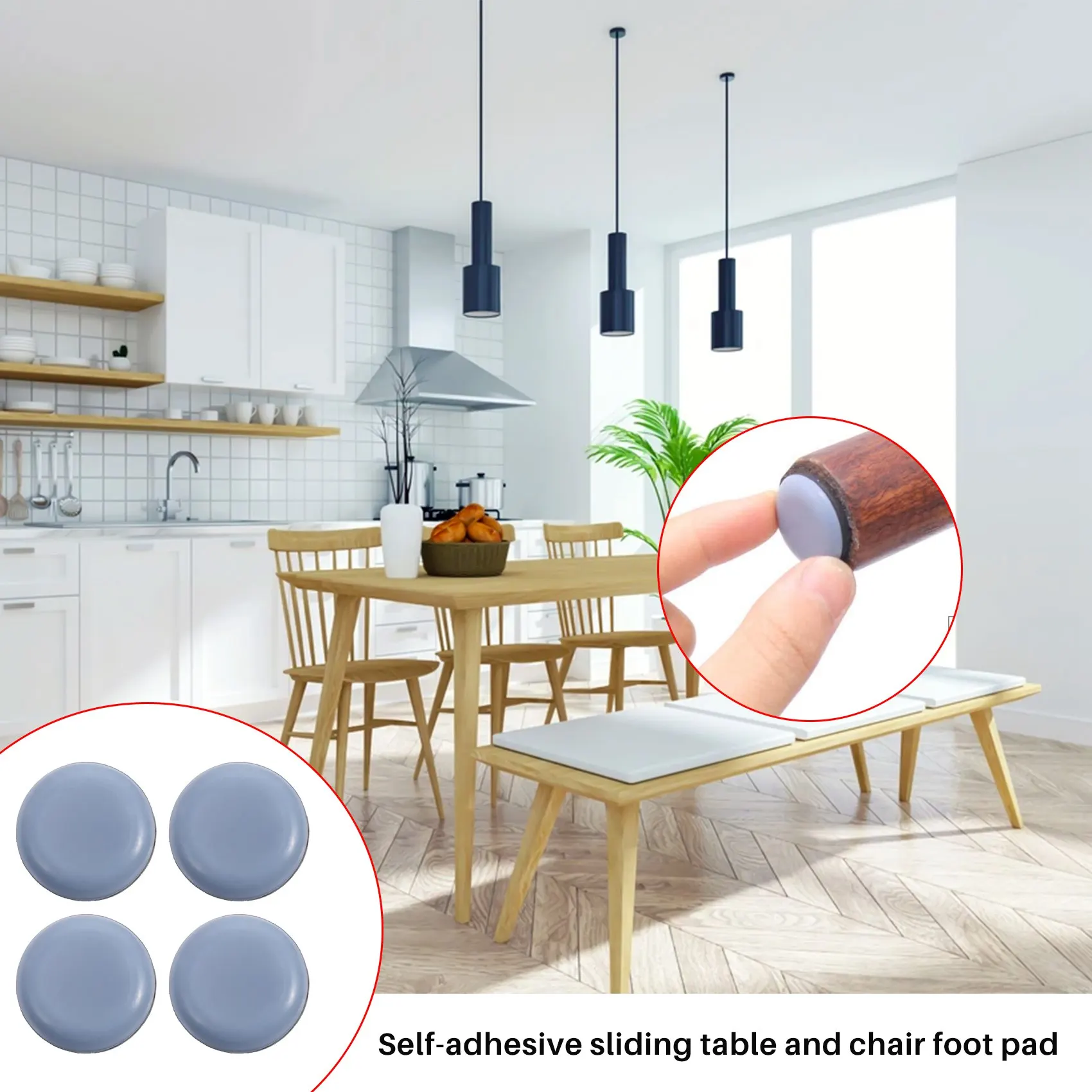 AA83 48Pcs 25mm Furniture Glides Self Adhesive Chair Leg PTFE Sliders for Furniture Easy Movers (Round)