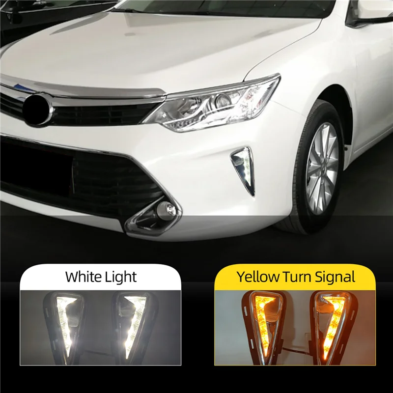 

Car LED DRL Daytime Running Lights Front Fog Lights Turn Signal Lights for Toyota Camry 2015 2016 2017