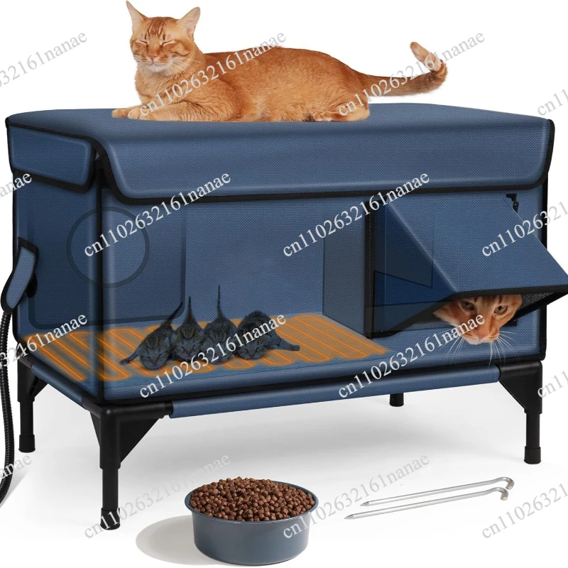 Waterproof Cat Houses Outdoor Foldable Cats Houses Heating Insulation Windproof Cats Bed Pet Kitten Safety Sunproof Beds Product