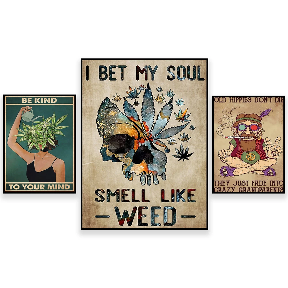 Be kind to your soul poster, I bet my soul smells like weed skull poster, stoner decor, hippie, weed smoker gift, skull art