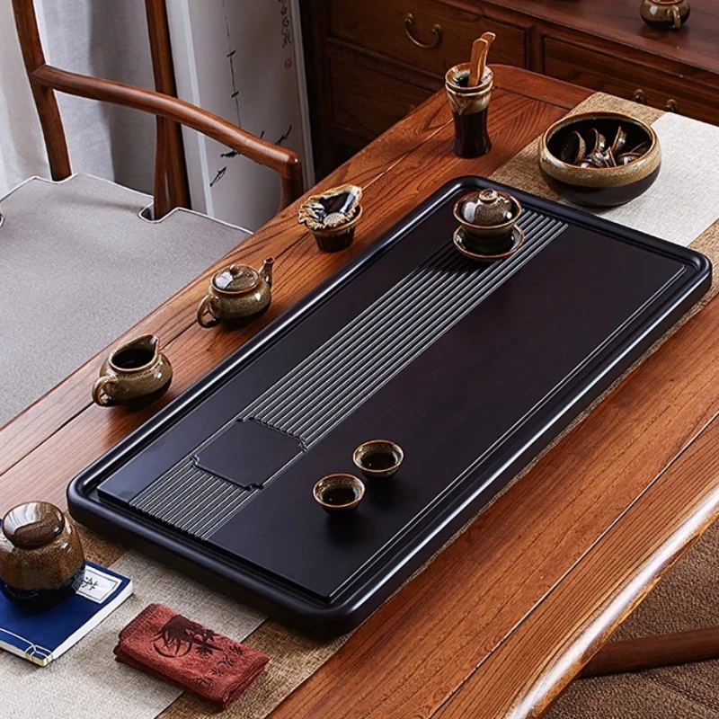 

Serving Drainage Tea Tray Desk Chinese Cafeteria Living Room Valet Tea Tray Ceremony Wood Plates For Food Bandeja Madera Teaware