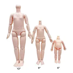 Cuerpo de plástico de 7 articulaciones para muñecas BJD, 12/9/6 pulgadas, accesorios de 30cm, juguetes para niños, artículos de bricolaje, juego para niños, regalos de cumpleaños