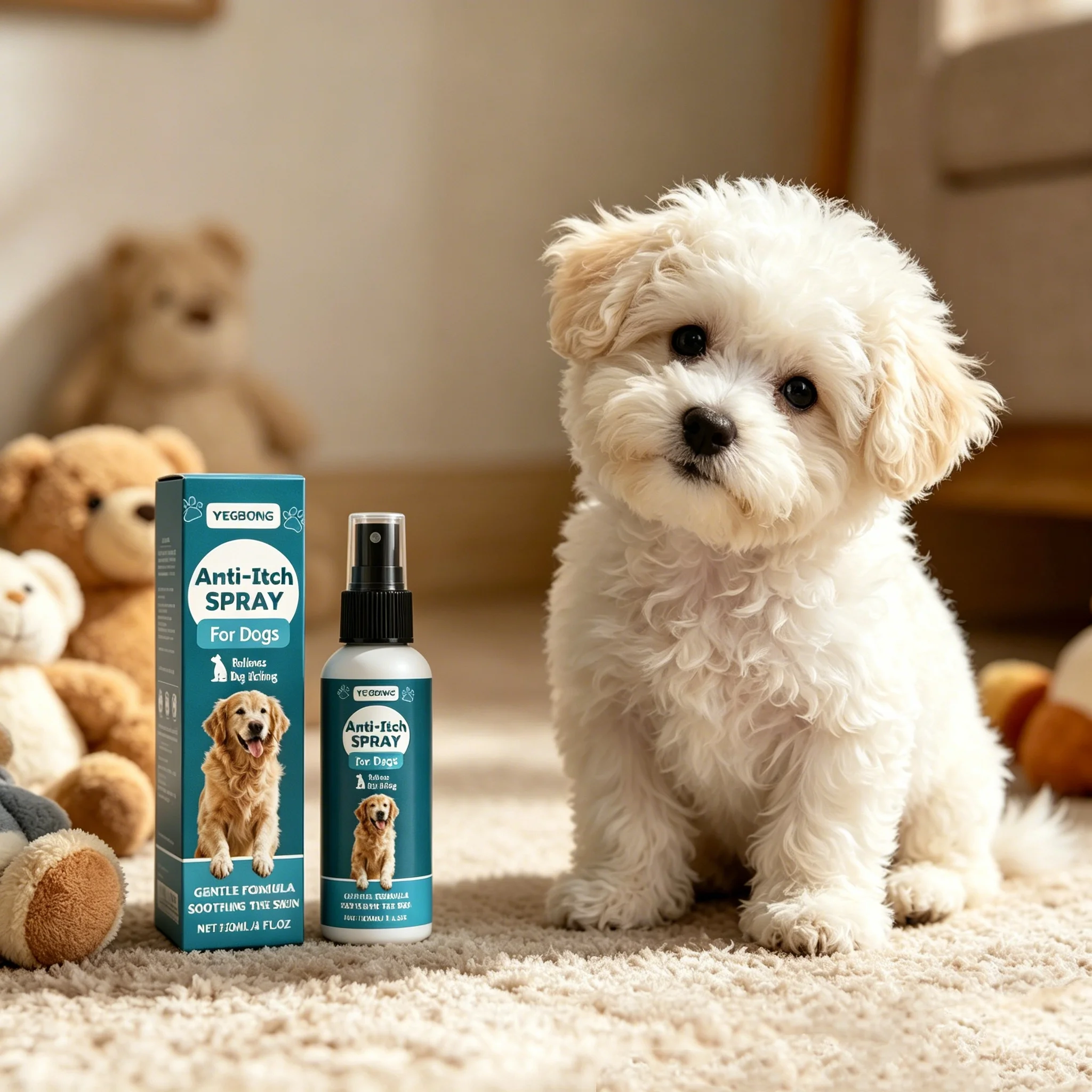 Yegbong Haustier-Hautpflegespray Beruhigt Rötungen Sanfte Formel Nicht-Reizende Linderung bei Trockenheit Hunde Katzen Empfindliche Haut Pflegespray 50ml – Detail 4