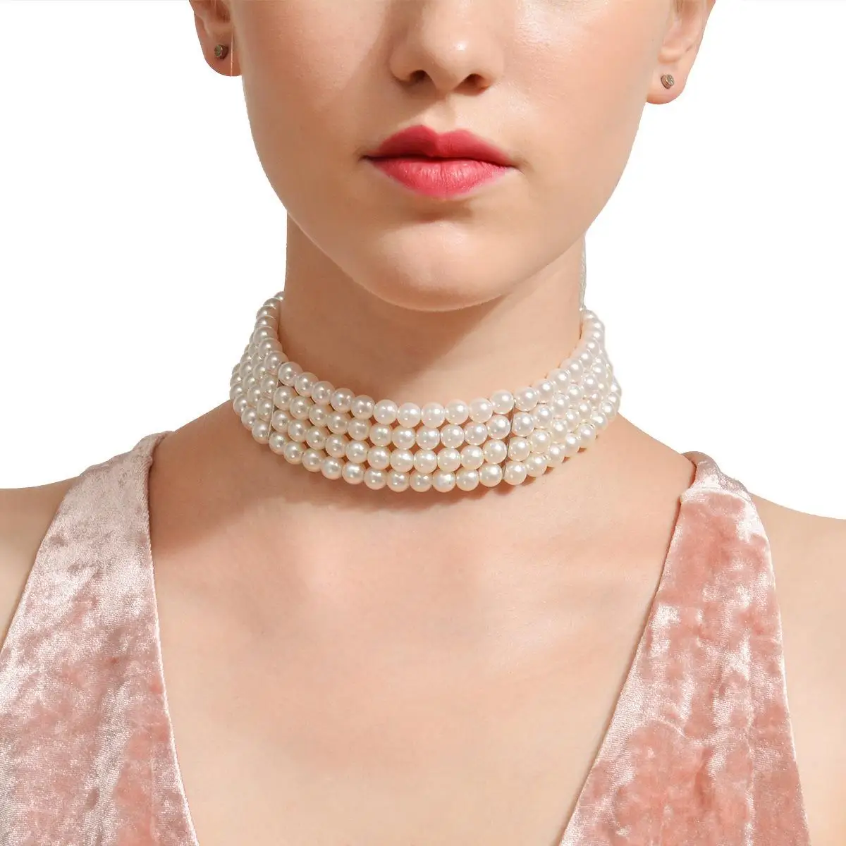

Faionable Multi-Layer Pearl Nelace Choker Ele Jewelry Accory Sli Trendy Accory for Men Autumn Season
