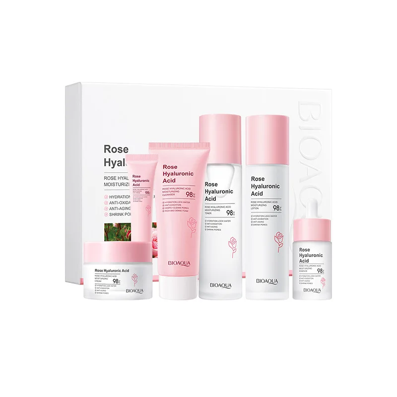 6PCS Rose Hyaluronic Acid Skin Care Sets Soft, Silky, Fresh, Not Sticky And Easy To Absorb Moisturize The Skin