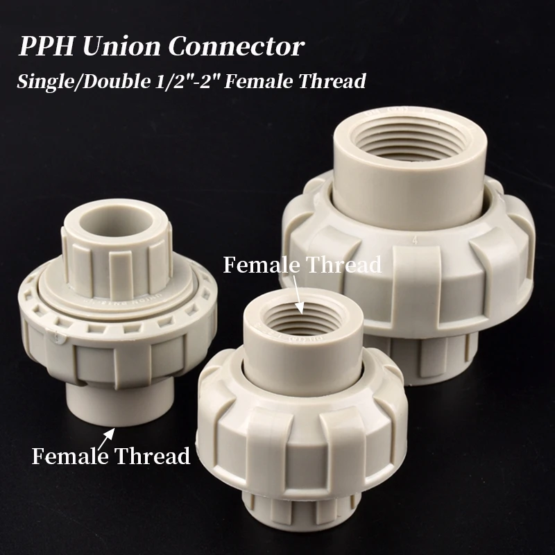 Single/Double 1/2~2 Inch Female Thread Union Water Pipe Connector Aquarium Garden Irrigation System Accessories PPH Tube Adapter