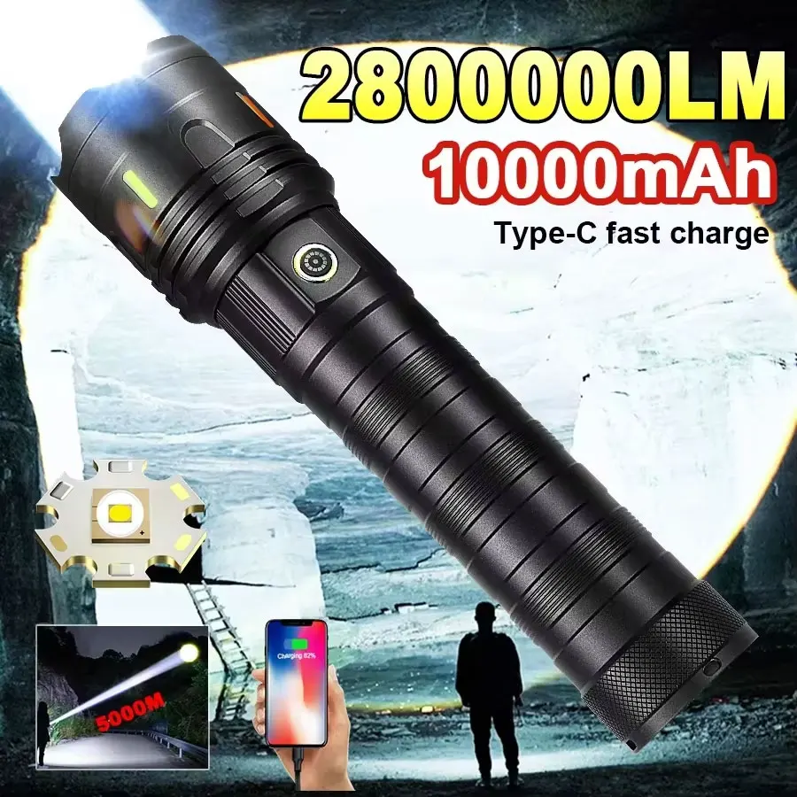 High Power Led Flashlights White Laser High Lumen 100000000 Rechargeable Strong Light Long Range Tactical Lantern Camping Torch