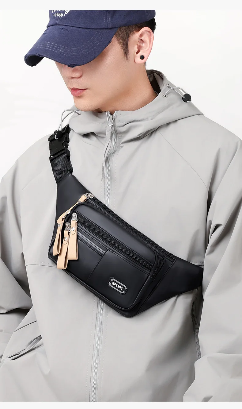 Man Chest Bag Waterproof Water-Resistant Waist Bag Shoulder Daily Life Hiking Cycling Outdoor Sports Phone Crossbody Daypack