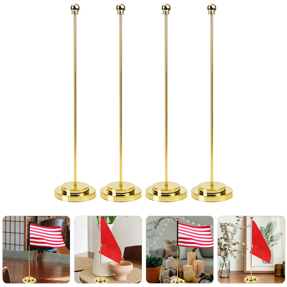 

4pcs Metal Pole Base Desktop Iron Flag Holder For Office Home Decor Table Flag Stand Decorative Household Bracket