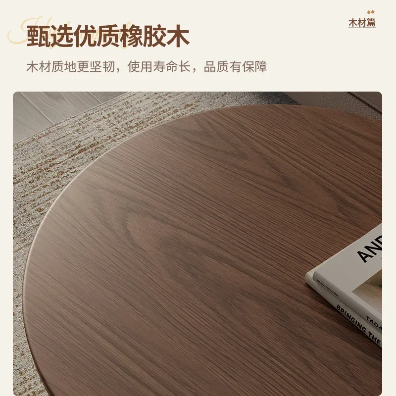 2-Tier Round Solid Wood Nightstand Curved Hidden Drawer Multi-Layer Storage Round Bedside End Table For Bedroom Hotel Homestay