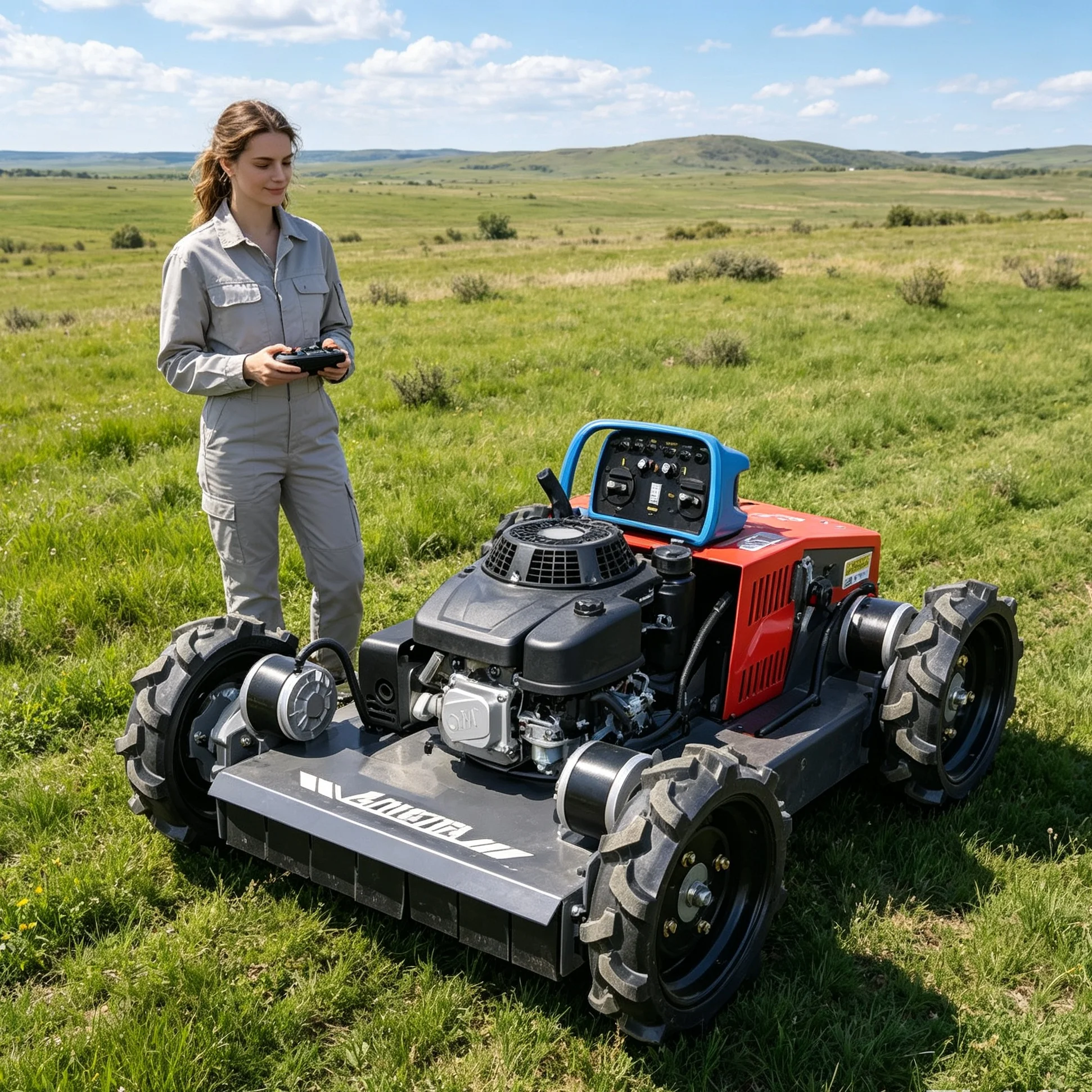 Customized Remote Control Self‑propelled Multi‑Terrain Lawn Mower For Backyard Greening 500W Series Low Noise Easy Operation