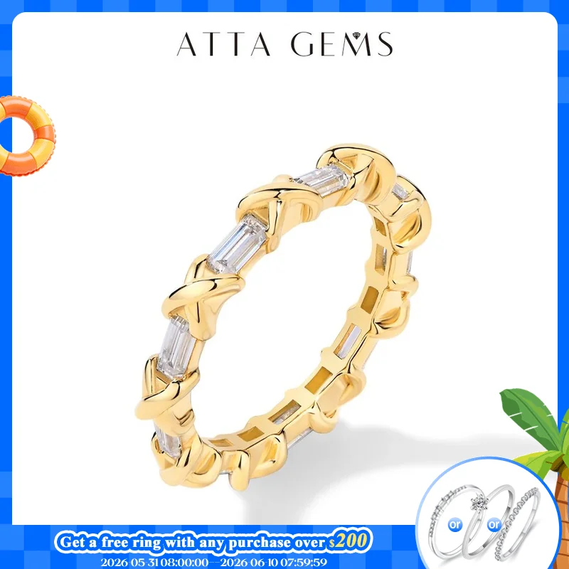 ATTAGEMS Moissanite Diamond Rings for Women Men D VVS1 Color Rectangle Cut S925 Sterling Silver Stackable Rings Wedding  Jewelry