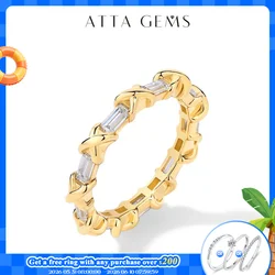 ATTAGEMS Moissanite Diamond Rings for Women Men D VVS1 Color Rectangle Cut S925 Sterling Silver Stackable Rings Wedding Jewelry