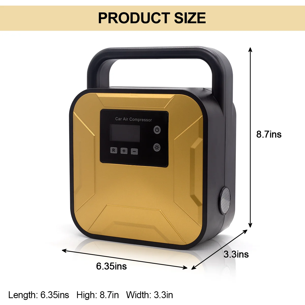 Portable Air Compressor Pump Auto Tire Inflator Electric Digital with 3 Nozzles  With Emergency Lighting Quick Inflation Pump