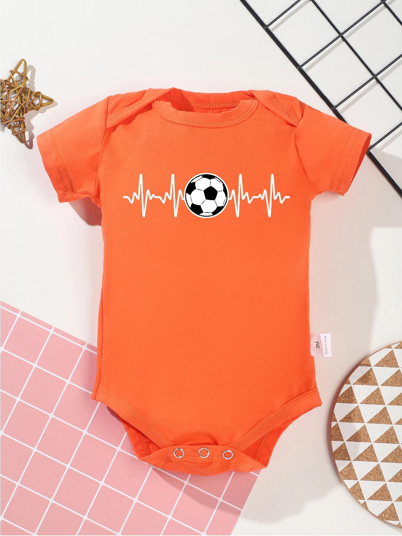 Toddler Bodysuit Infant 0-24M Harajuku Newborn Jumpsuit Baby Onesie Rompers Cute Boy Girl Football Pattern Trendy