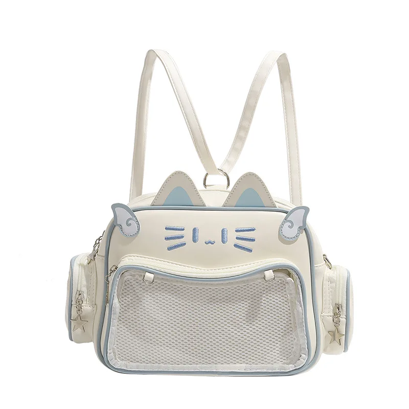 Baddie Style Ita Shoulder Bag Mechanical Cat Themed Backpack Trendy Leather Casual Lolita Jk Harajuku Rucksack