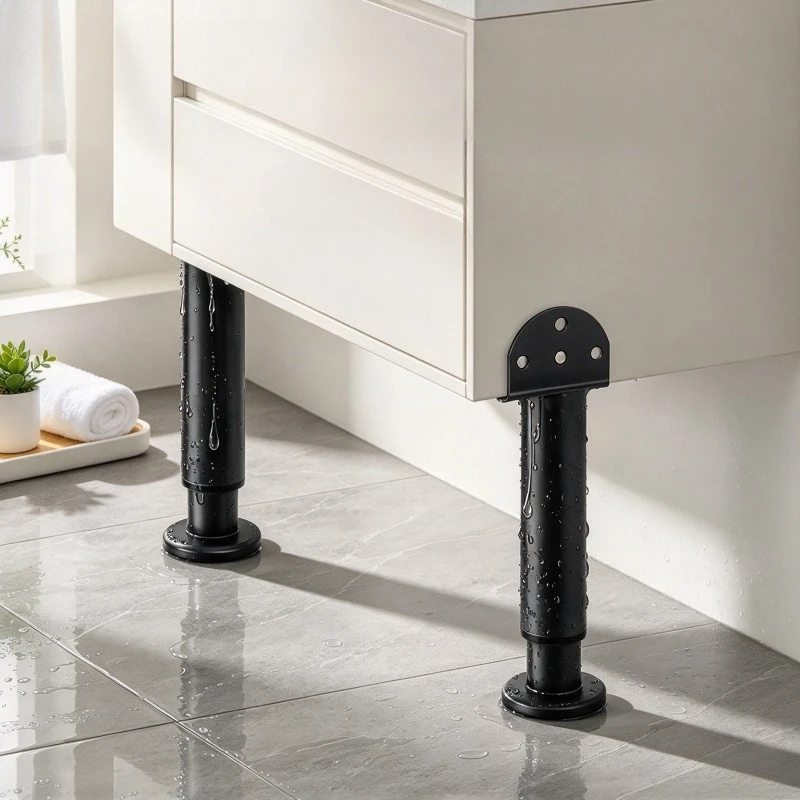 Telescopic Furniture Support Leg Cold Rolled Steel Cabinet Foot Water Resistant Finish Rubber Base for Sofa Bed and Bathroom