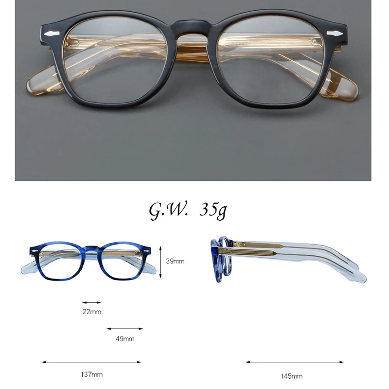 KIZN خمر قصر النظر نظارات إطار الرجال وصفة طبية النظارات النساء مخصص البصريات الرجعية الفاخرة النظارات -0.50 إلى -10