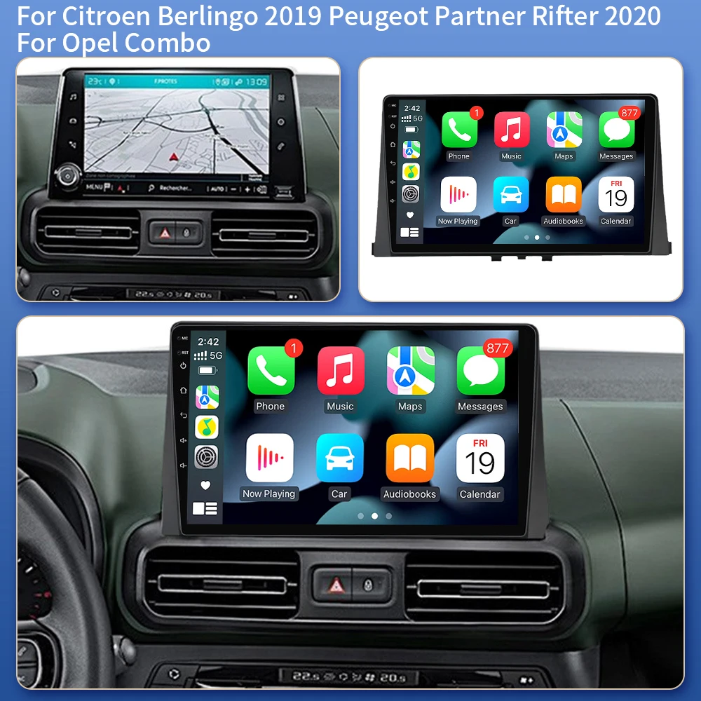Android 16 Carplay Car Radio Stereo Multimedia Video Player For Citroen Berlingo 2019 Peugeot Partner Rifter 2020 For Opel Combo