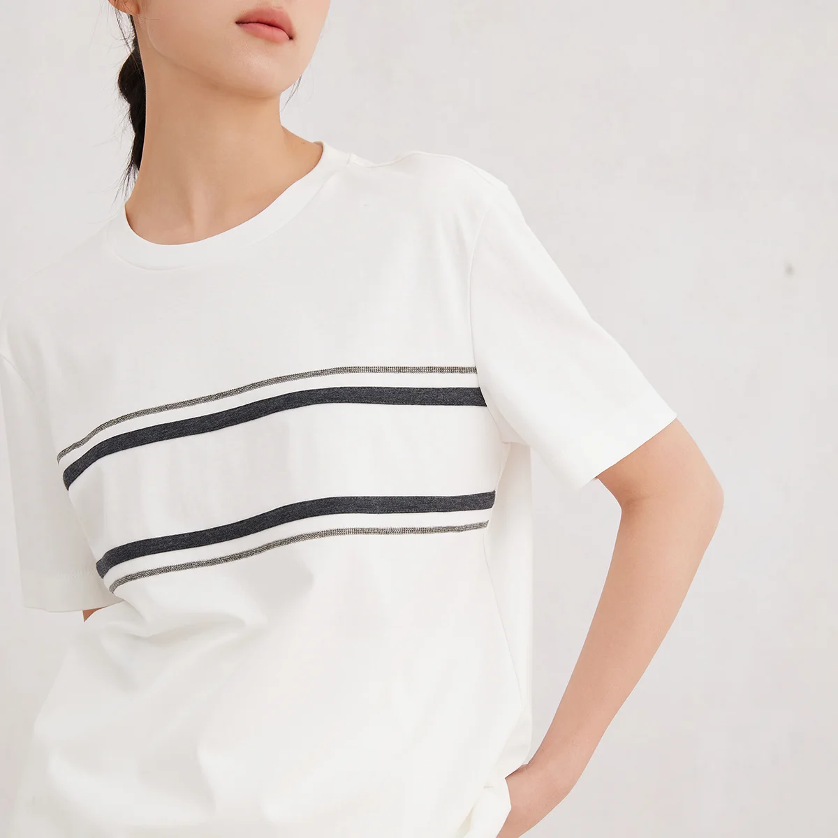 K3060X High quality luxury women\'s clothing 100% cotton short sleeved round neck T-shirt