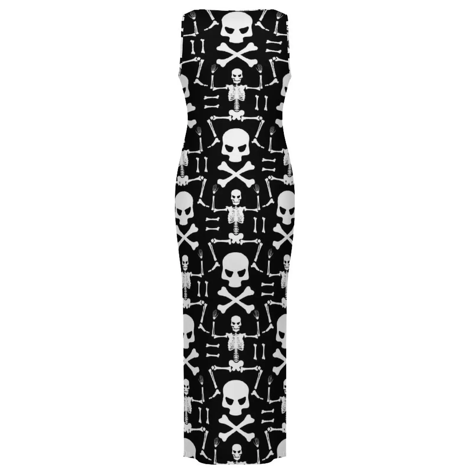 Damen Skelettkleid Knochenschädel Street Fashion, figurbetontes Kleid Frühling ärmellose moderne Maxikleider Benutzerdefinierte übergroße Vestidos