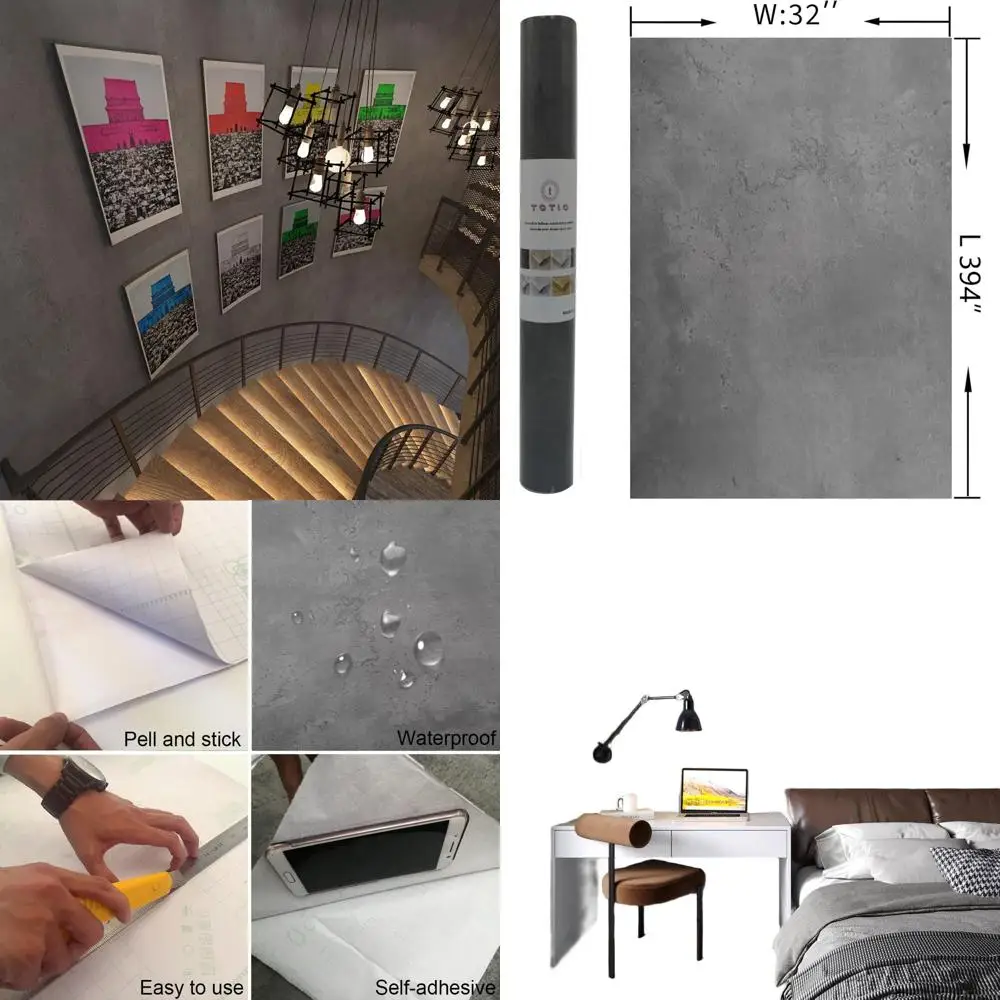 

Широкие темно-серые водонепроницаемые виниловые обои, матовая отделка, 32x394 дюйма, для домашнего декора