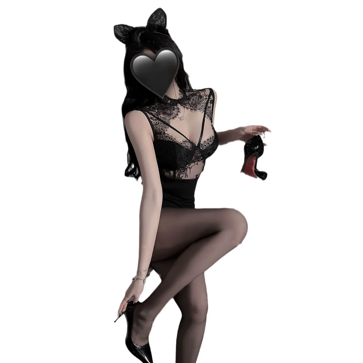 

Сексуальное черное кружевное облегающее платье - прозрачное нижнее белье с вырезами для женщин, утягивающее ягодицы