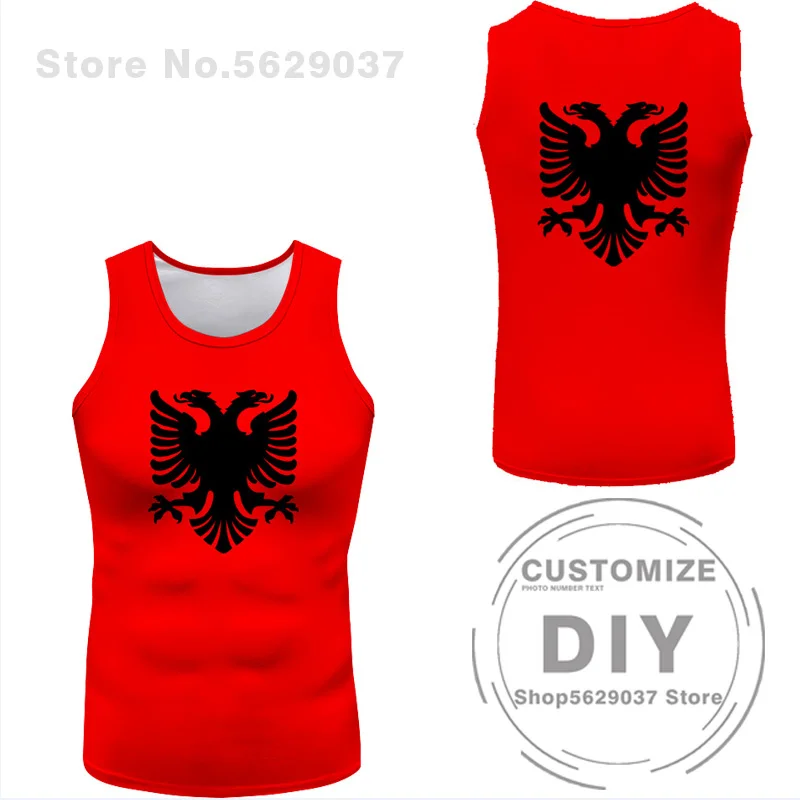 Albania Sleeveless Albanian Eagle Flag Men 3d Printed Vest T-shirt Free Customized Name Number Team Clothing