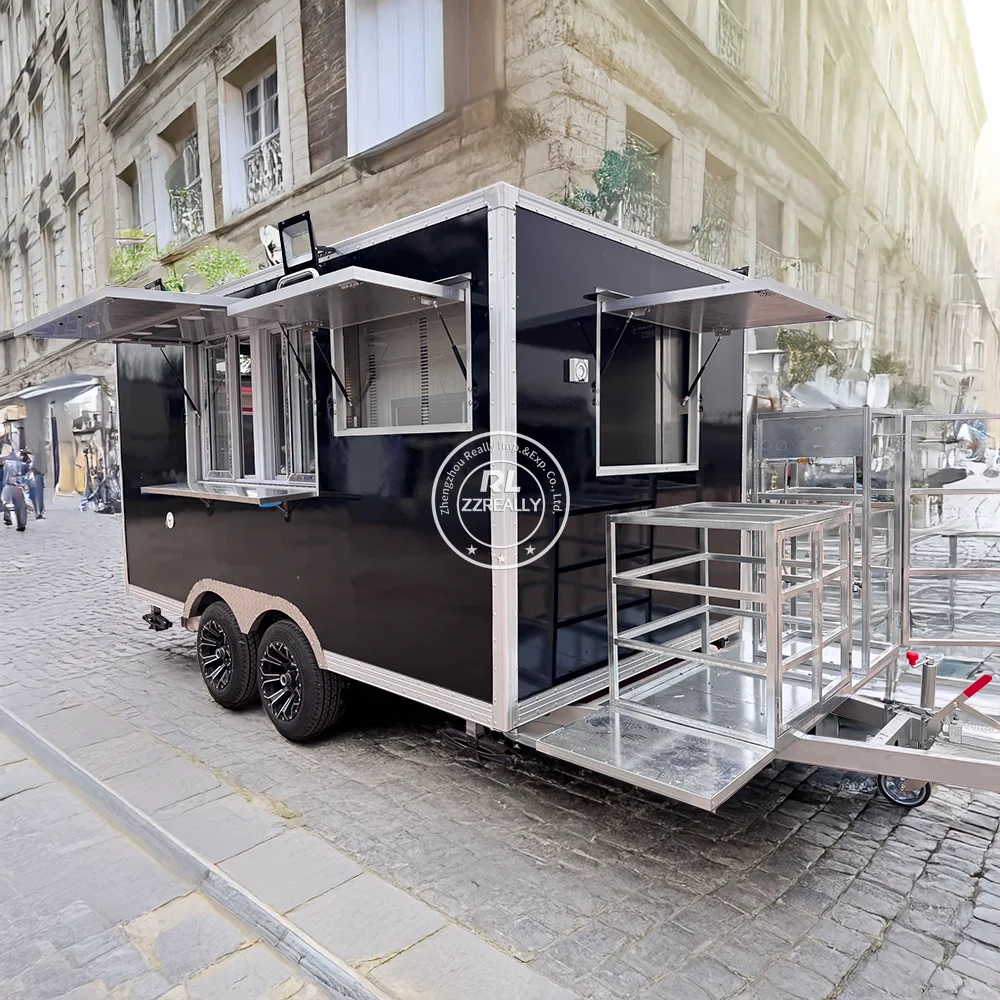 

Square Stainless steel Mobile Kitchen Food Trailer USA Standards Food Cart for Outdoor Event Catering